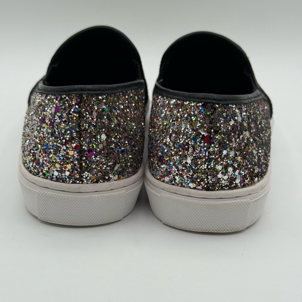 Steve Madden Ecentrog Leather Trim Multicolor Sparkly-Glitter Slip On Sneakers - Picture 4 of 16